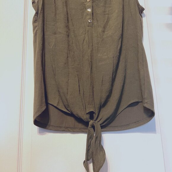 PerSeption Concepts Women's Top-Sleeveless-Tie-Lace-Med.-Olive/Army Green - Picture 8 of 13